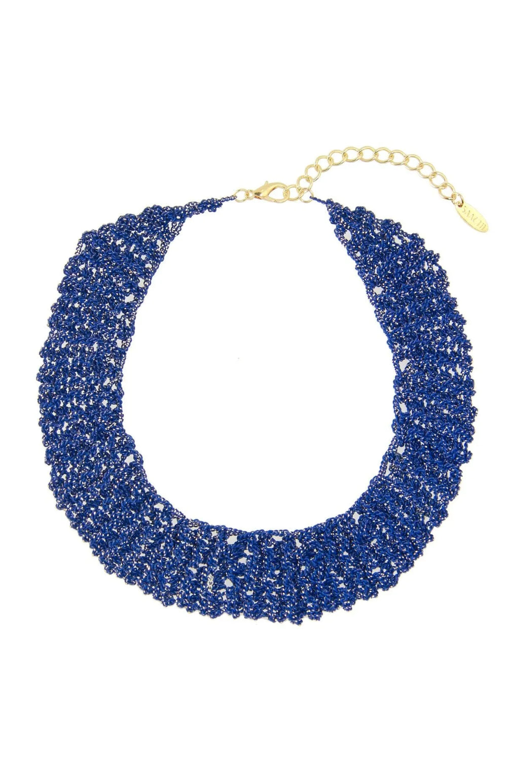 Crochet Chain Short Necklace Dark Blue