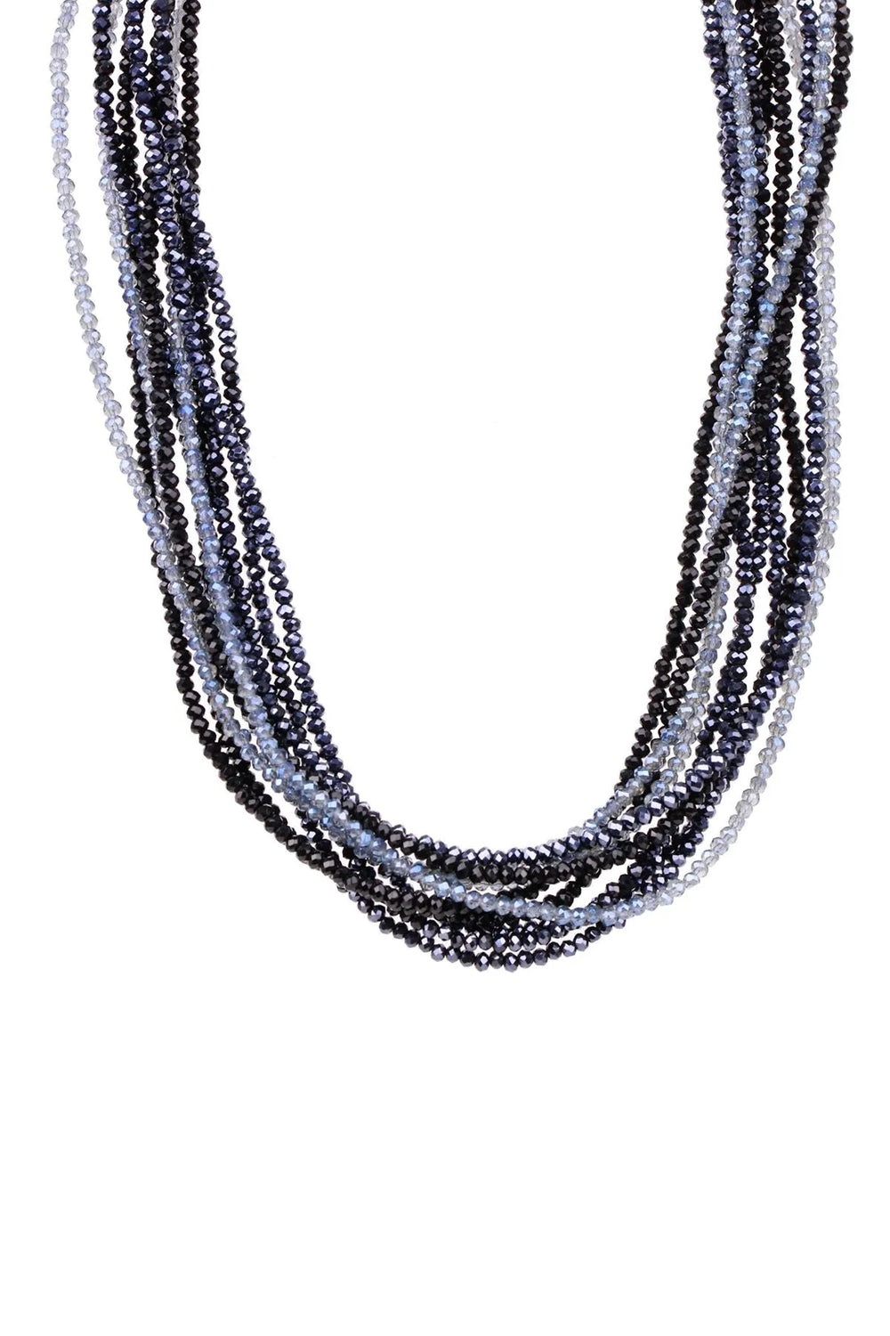 Multi Strand Crystal Ombre Necklace Black