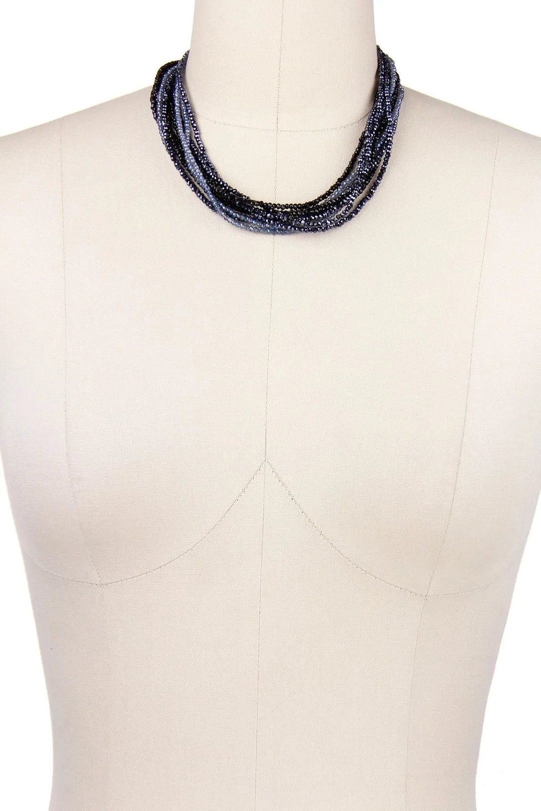 Multi Strand Crystal Ombre Necklace Black