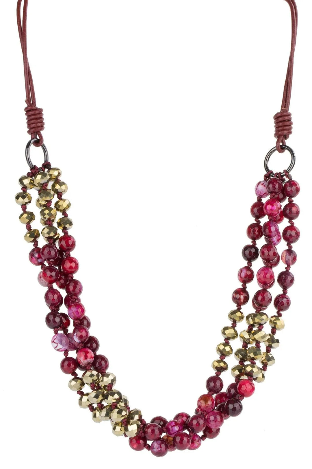 Four-Strand Brahma Beaded Necklace Medium Violetred