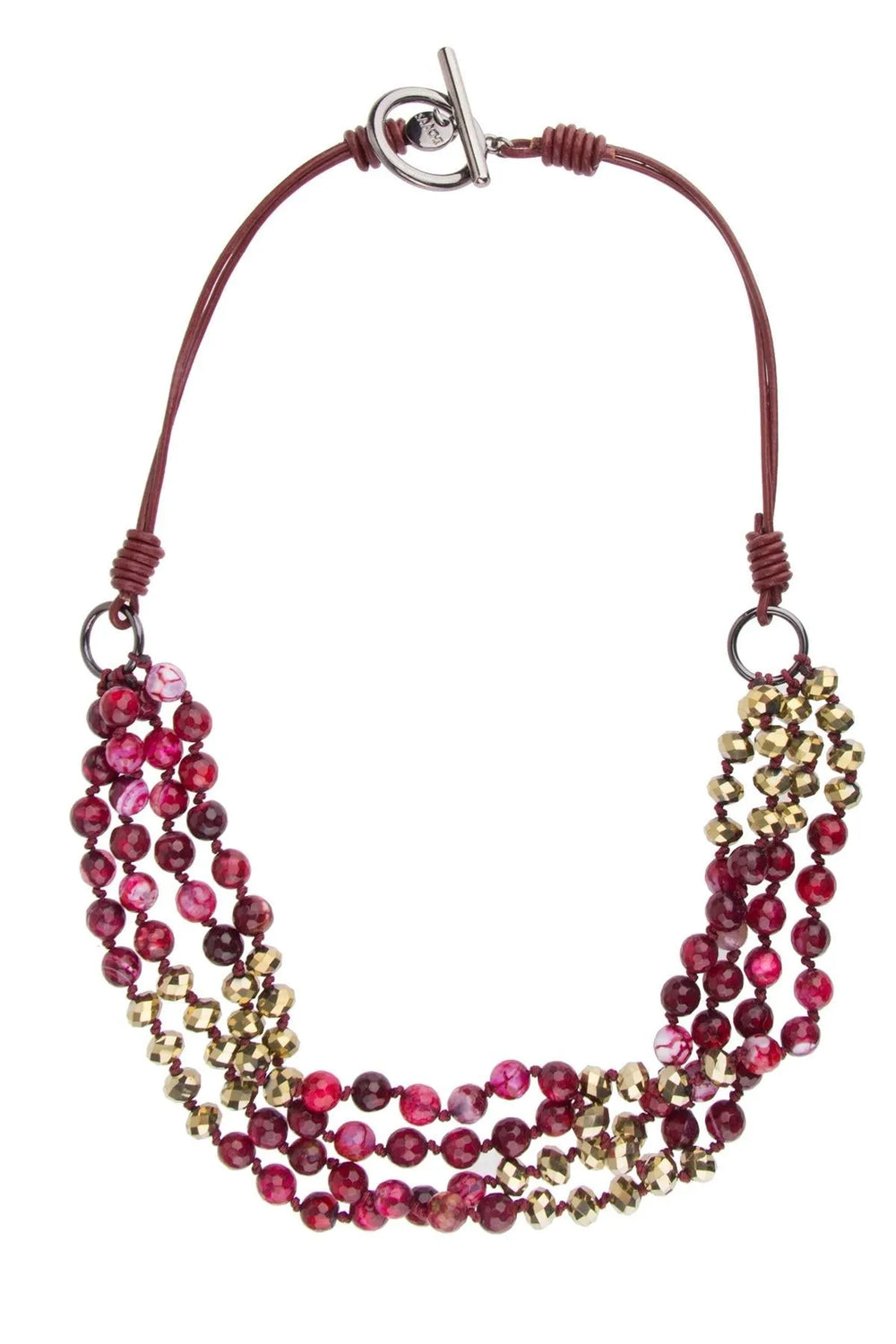Four-Strand Brahma Beaded Necklace Medium Violetred