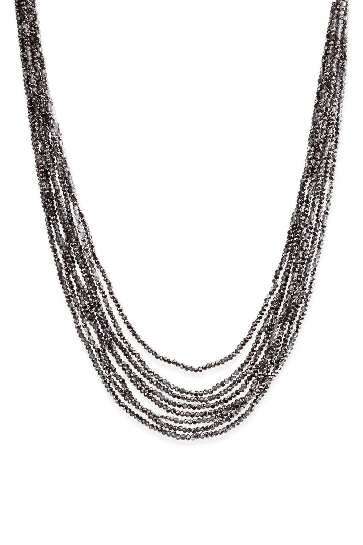 Multi Strand Crystal Necklace Black
