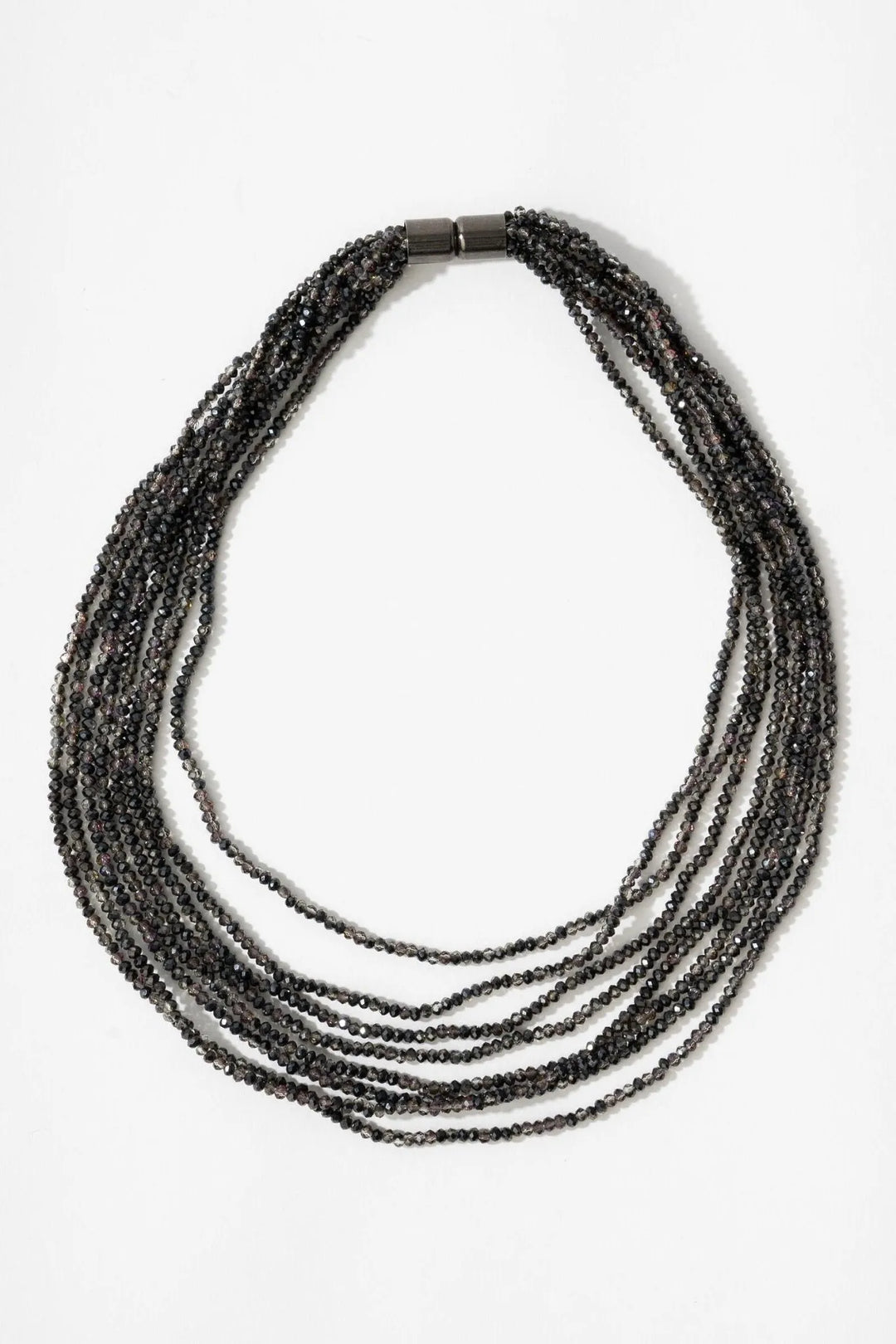 Multi Strand Crystal Necklace Black