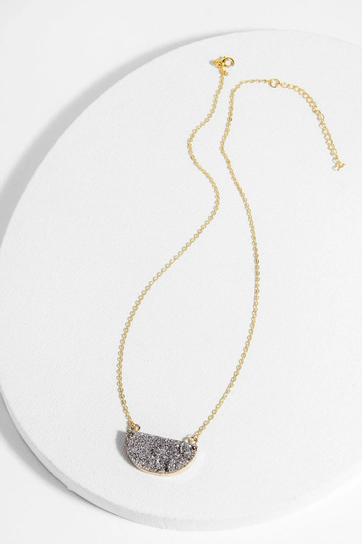 Semicircle Druzy Pendant Necklace - SAACHI