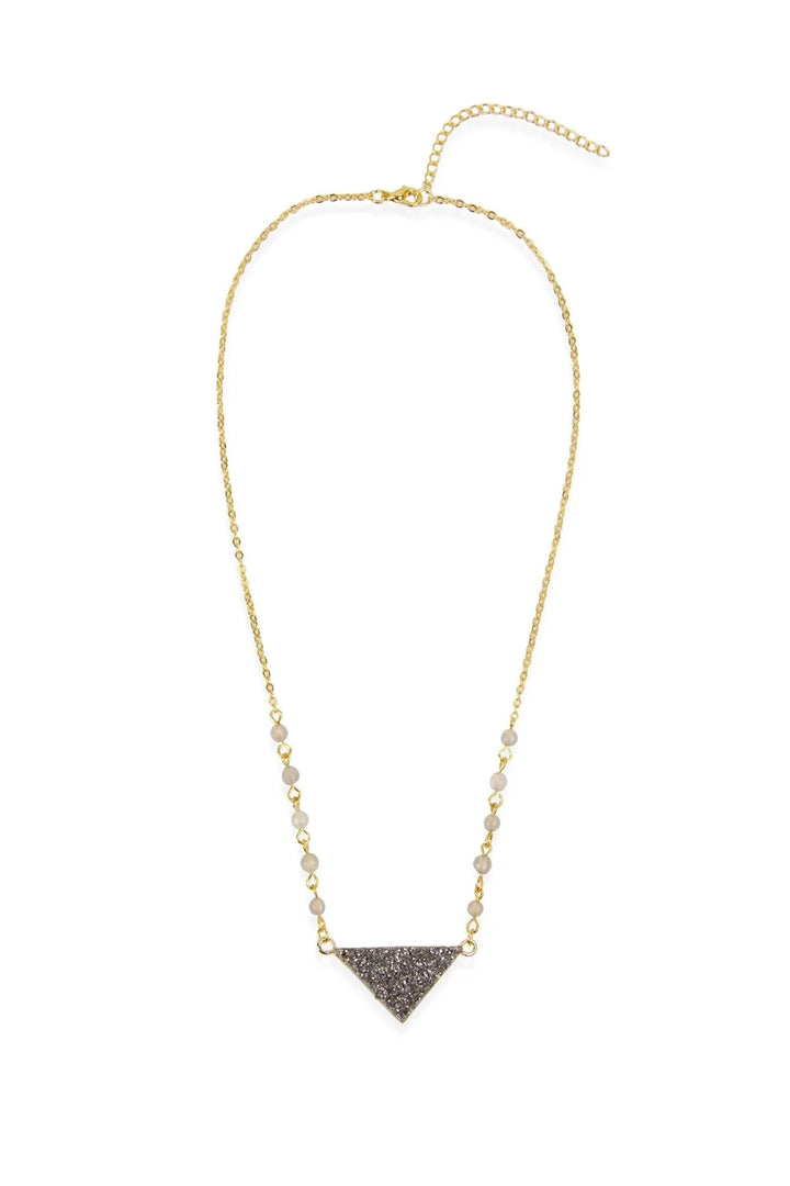 Triangle Pendant Druzy Necklace Black