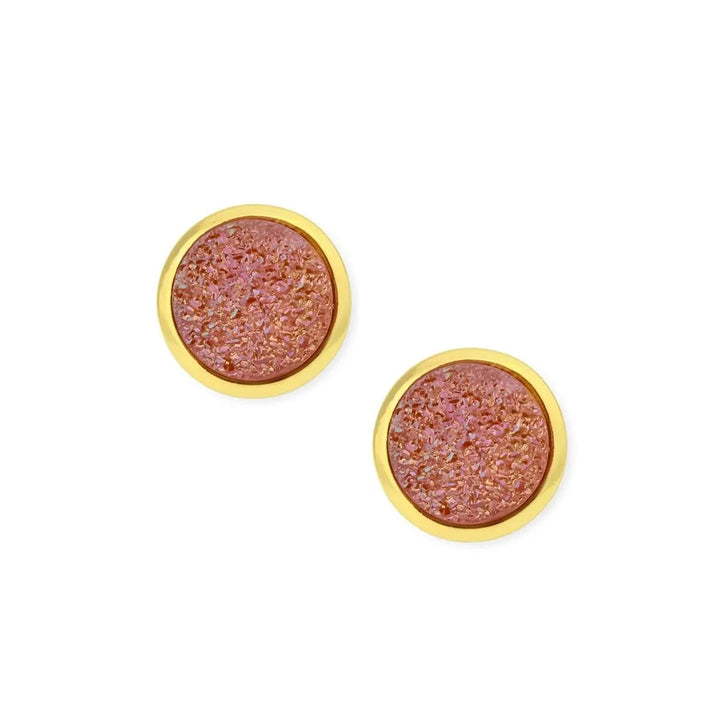 Tiny Druzy Earring Salmon