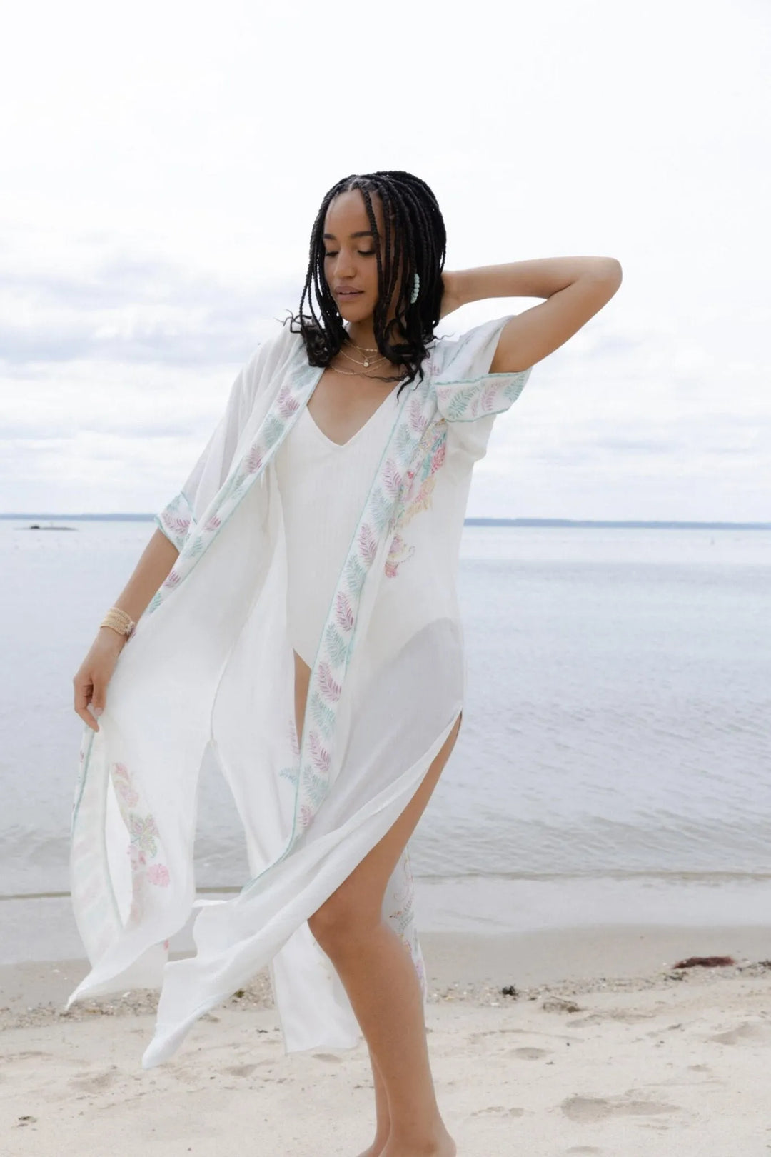 flowy kimono dress Colorburst Abstract Kimono Maxi Dress Flowy V-Neck Style S