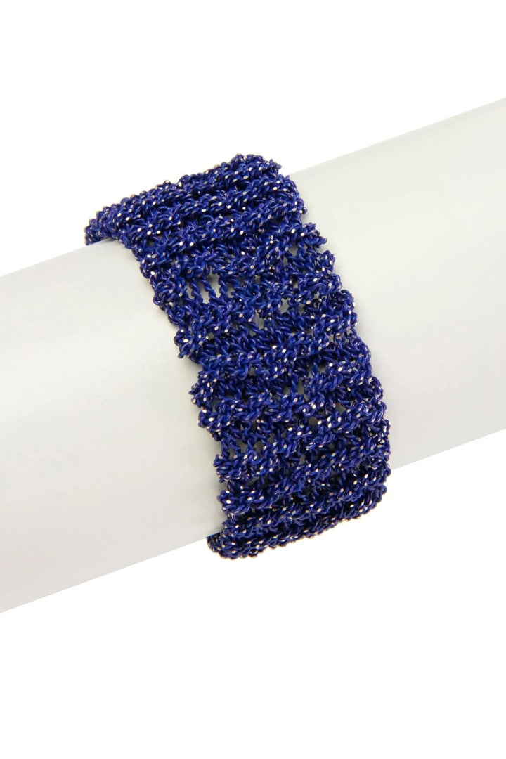 Crochet Chain Statement Bracelet Navy