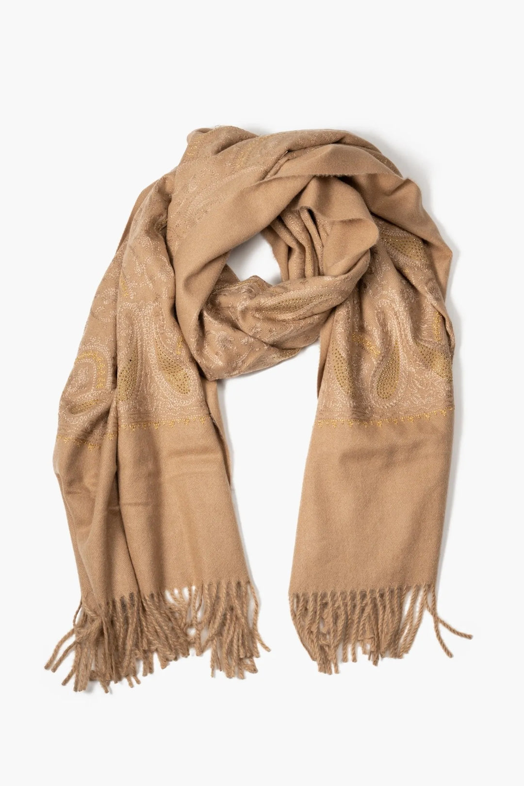 Nora Embroidered Reversible Scarf Wheat