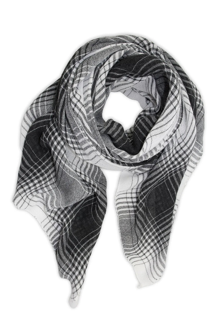 Faded Two Toned Plaid Scarf Black