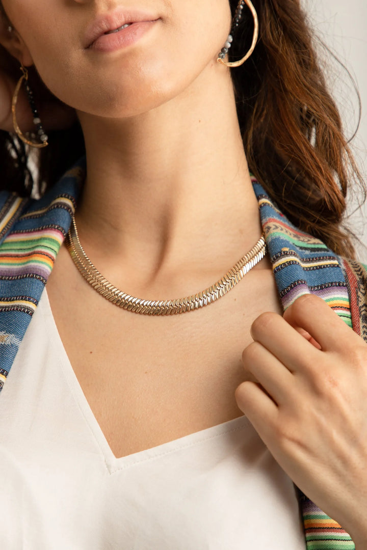 Herringbone Chain Necklace Gold