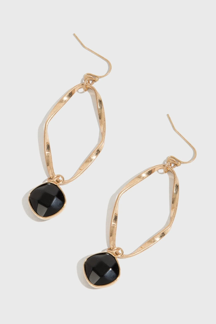 Ella Gemstone Drop Earrings Black