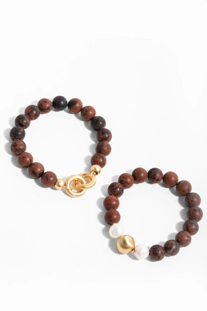 Eternity Stretch Bracelet Set Brown