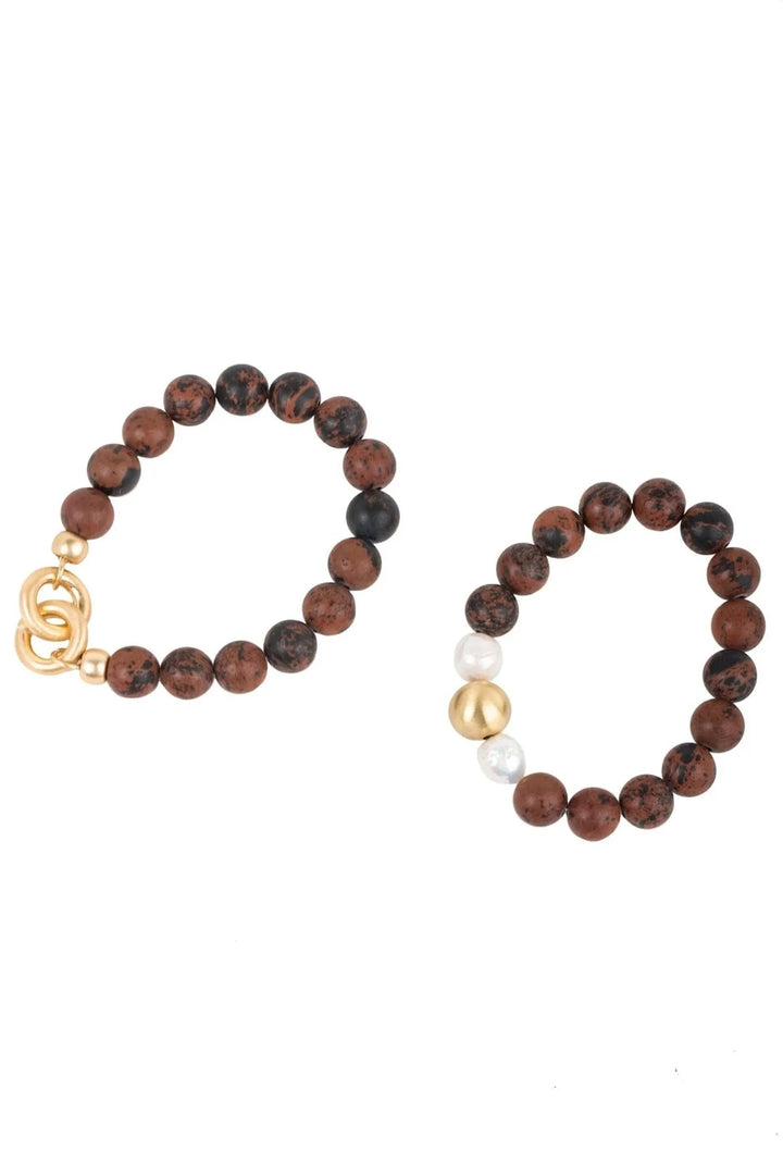 Eternity Stretch Bracelet Set Brown