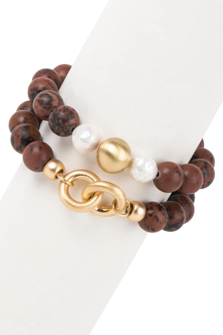 Eternity Stretch Bracelet Set Brown