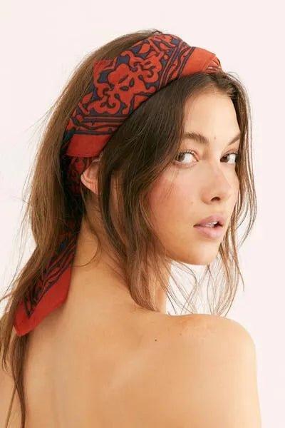 Voyager Block Print Bandana Firebrick