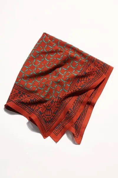 Voyager Block Print Bandana Firebrick