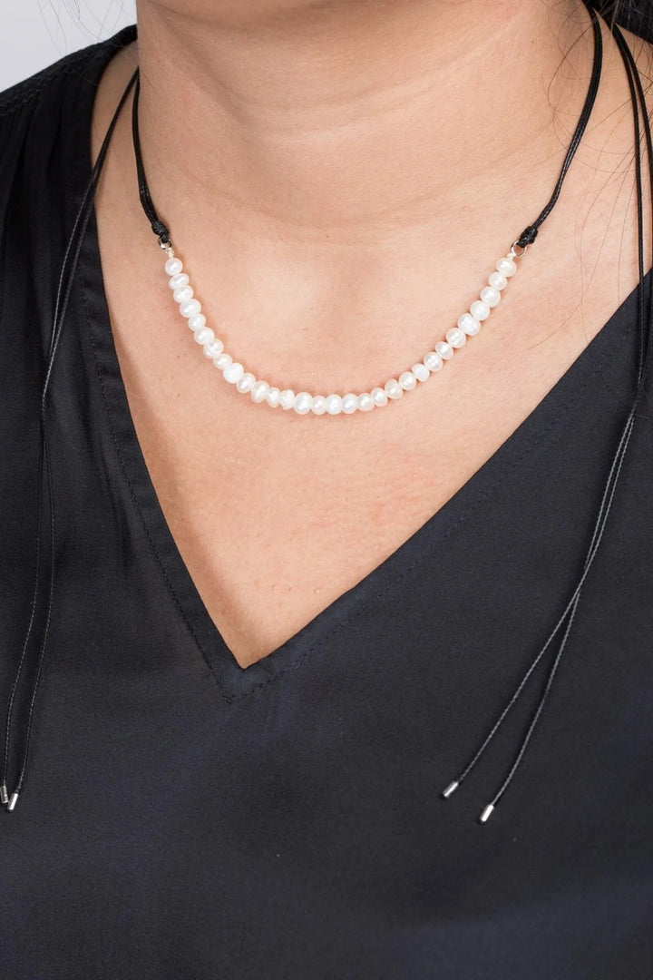 Pearl Choker Necklace Black