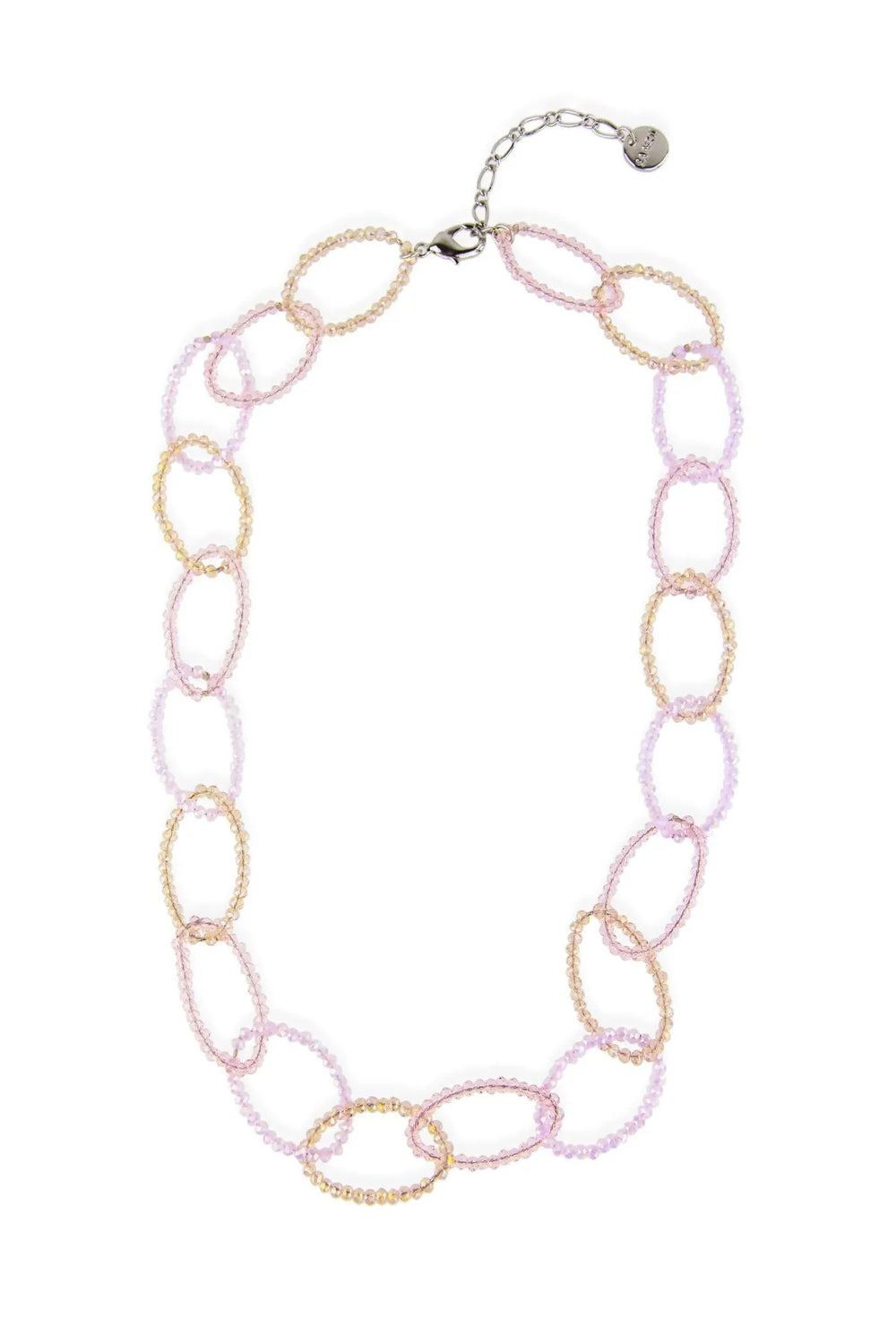 Sampark Oval Linked Collar Necklace Light Pink