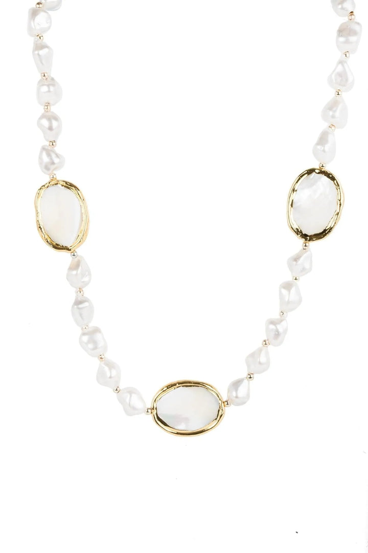 Santa Barbara White Pearl Statement Necklace White