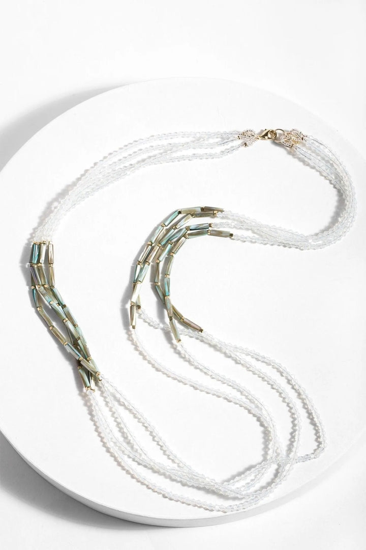 Getaway Multi Strand Long Necklace Medium Aquamarine