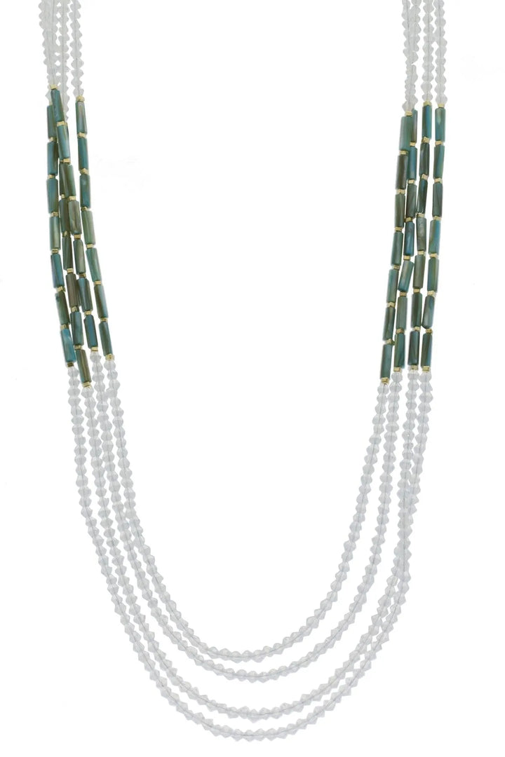 Getaway Multi Strand Long Necklace Medium Aquamarine