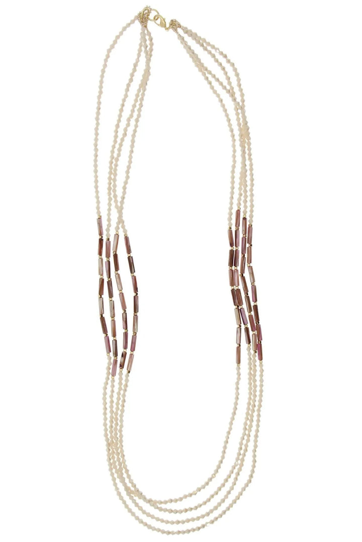 Getaway Multi Strand Long Necklace Pale Violetred