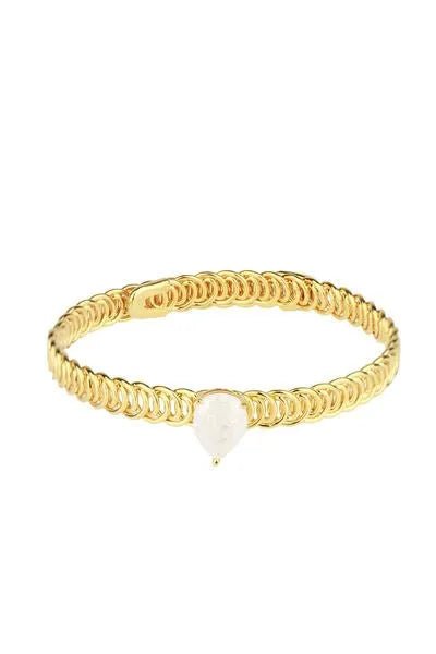 Teardrop Stone Bangle Bracelet White