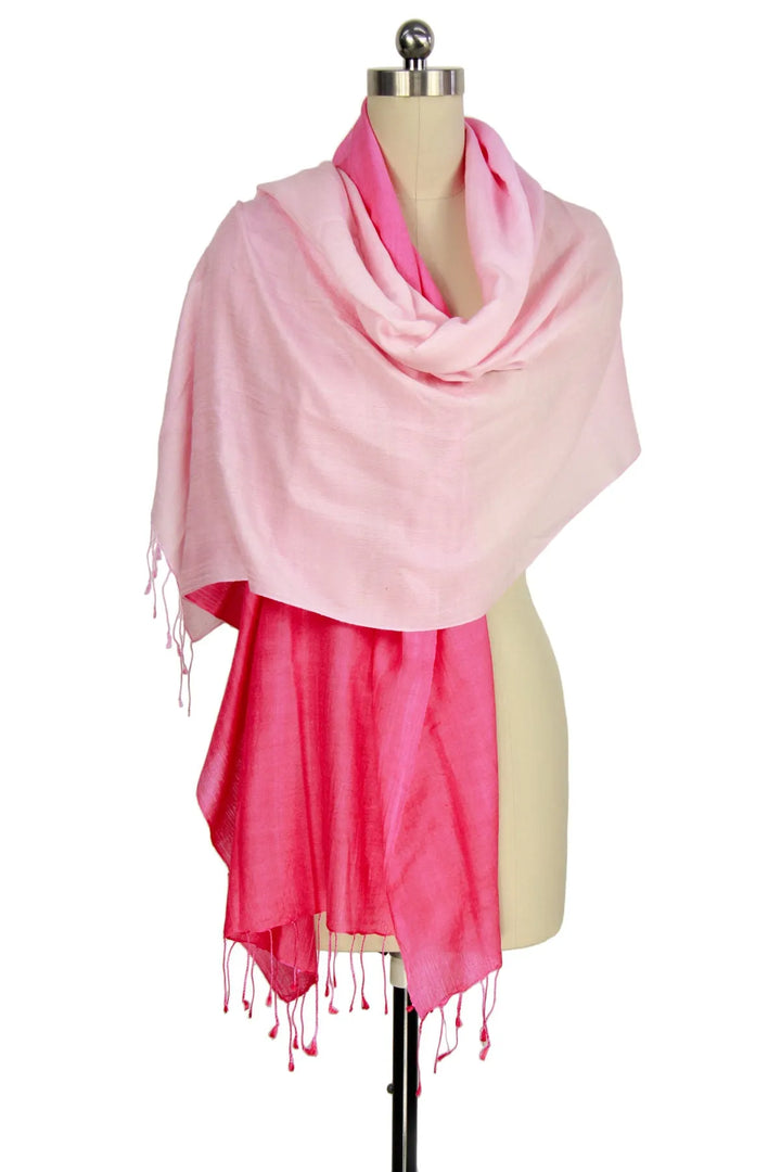 Arielle Summer Ombre Cashmere Pashmina Scarf Pink