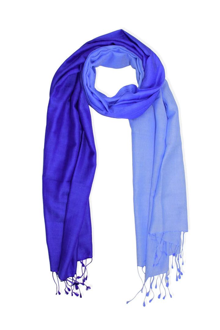 Arielle Summer Ombre Cashmere Pashmina Scarf Blue