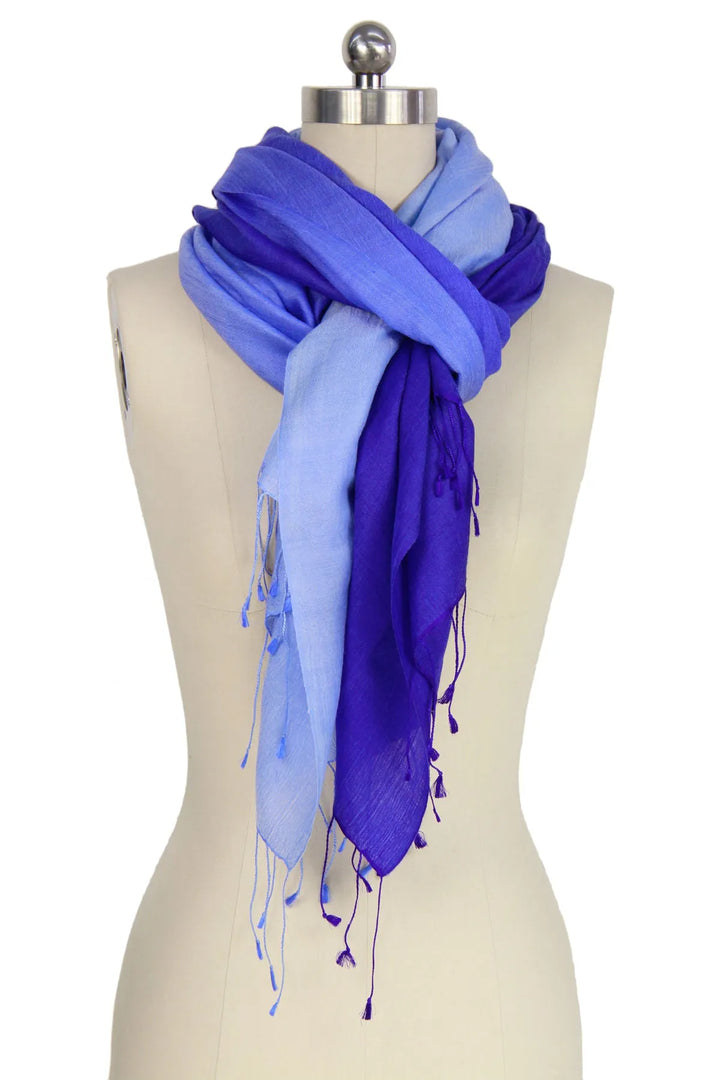 Arielle Summer Ombre Cashmere Pashmina Scarf Blue