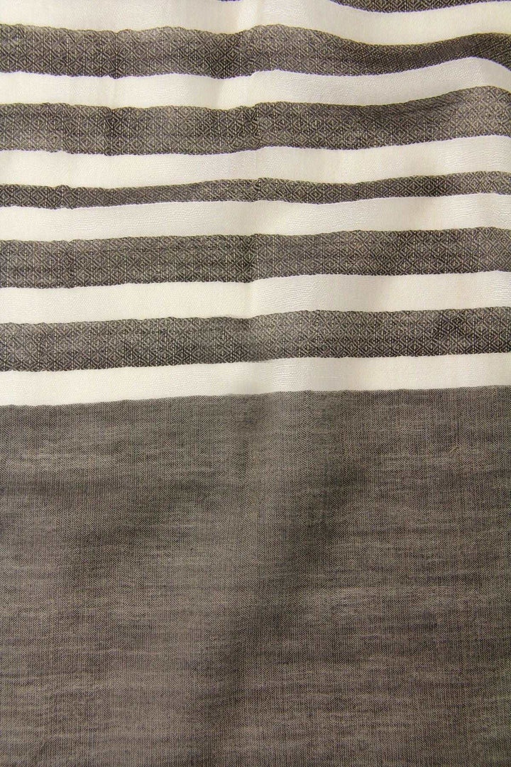 Camille Striped Lightweight Printed Scarf With Fringe Dim Gray