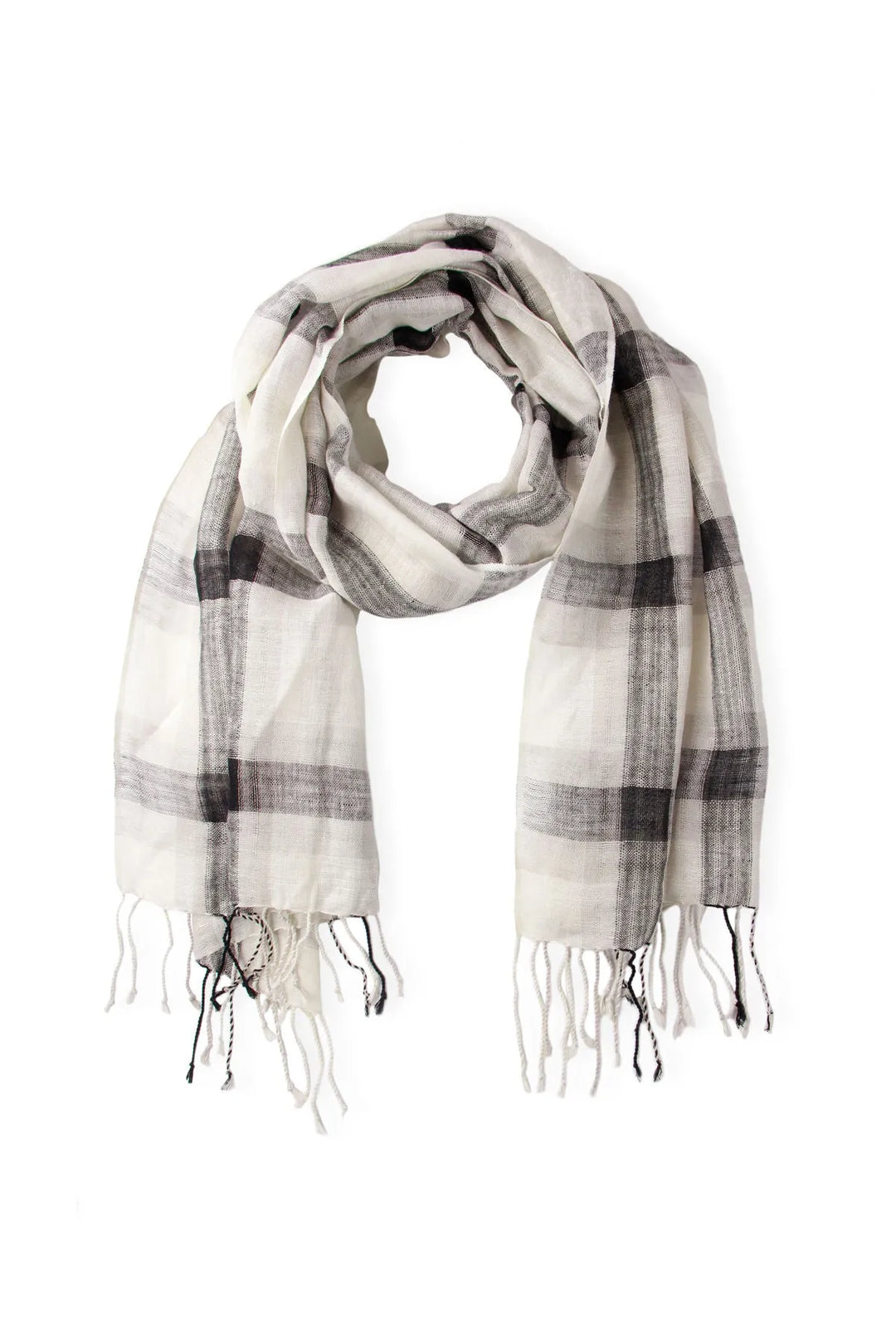 Dobby Checkered Scarf White