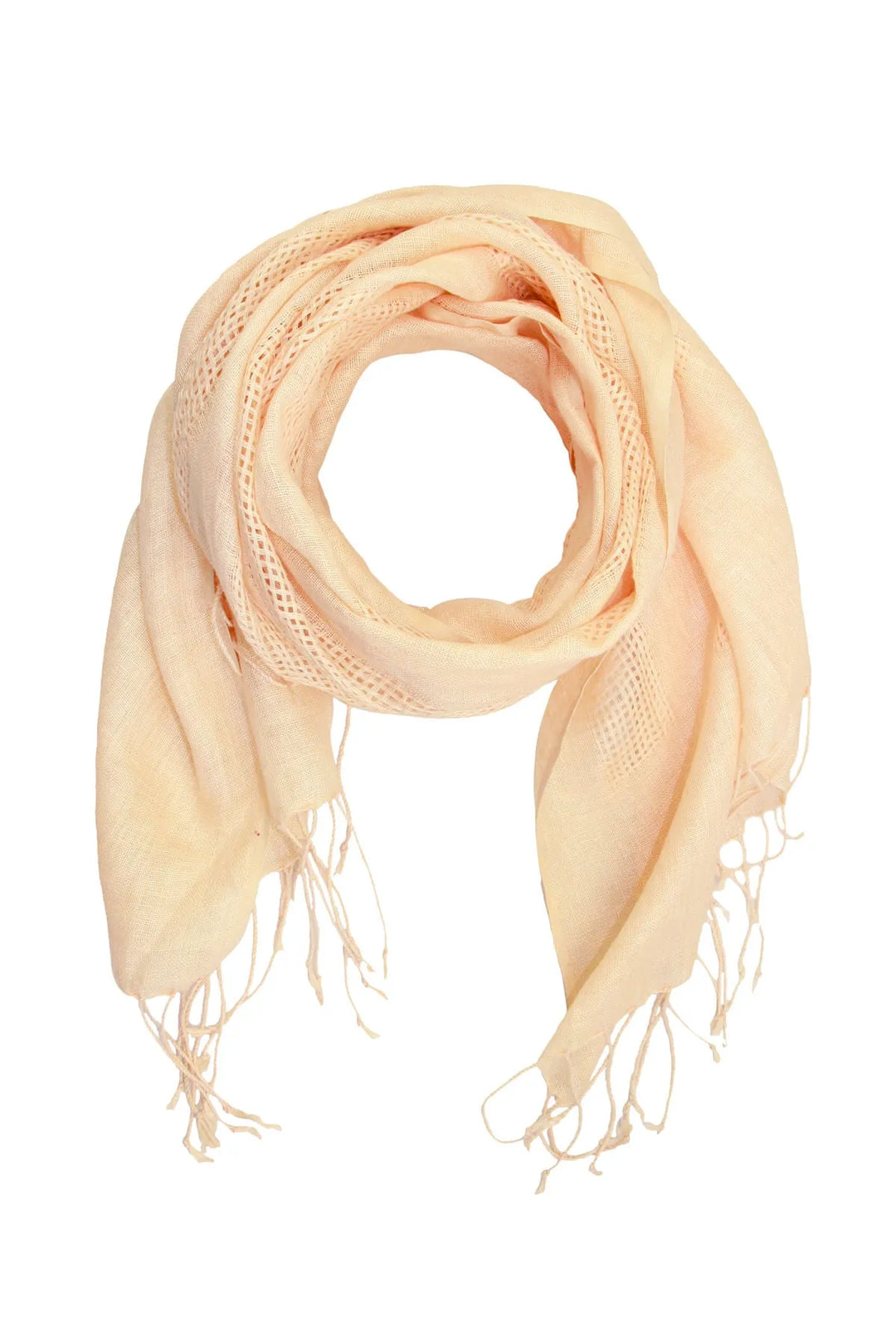 Linen Weave Fringes Scarf - SAACHI - Papaya Whip - Scarf