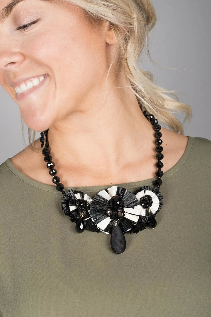 Utsav Beaded Drop Necklace Black