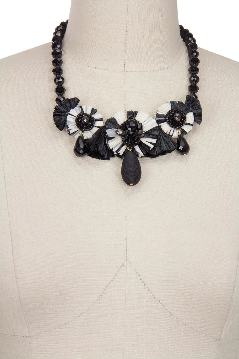 Utsav Beaded Drop Necklace Black