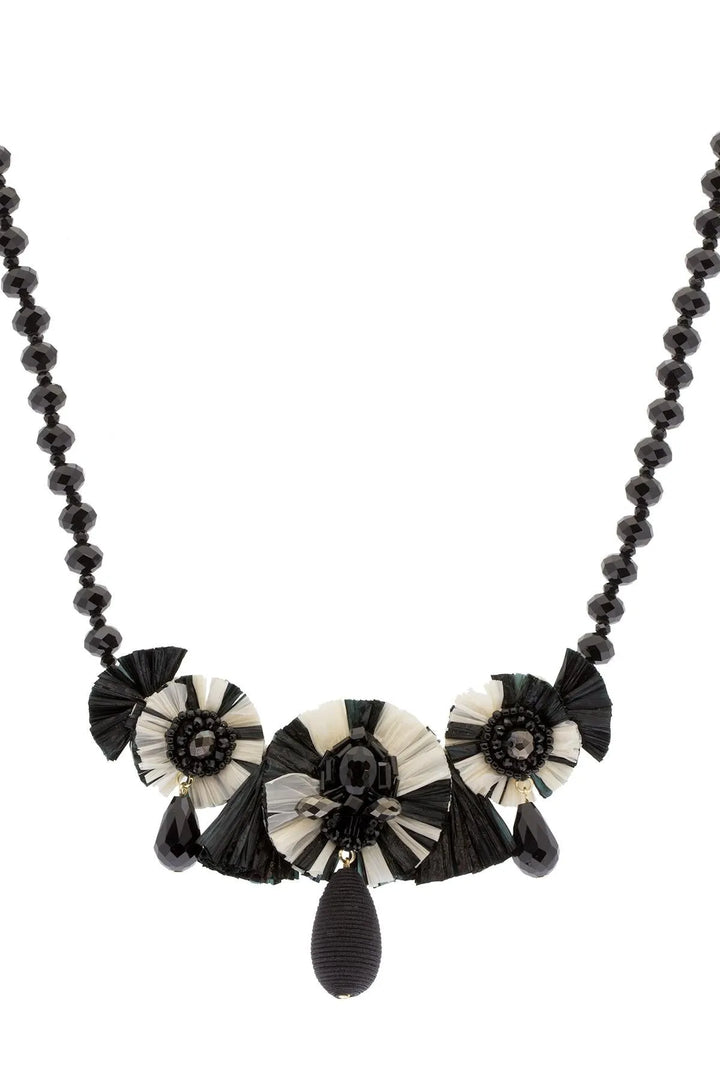 Utsav Beaded Drop Necklace Black