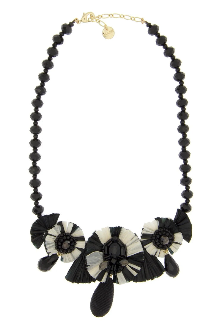 Utsav Beaded Drop Necklace Black