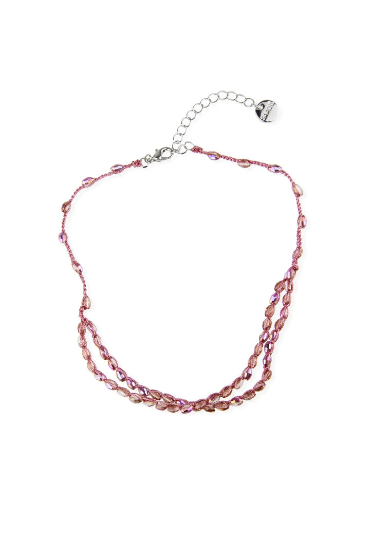 Beaded Crochet Choker Pink Necklace Deep pink