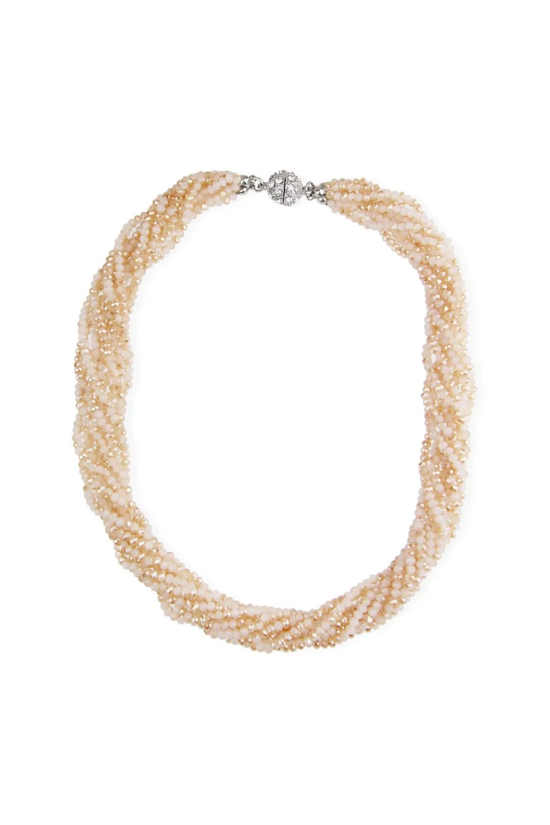 Multi Strand Taupe Bead Short Necklace Navajo White