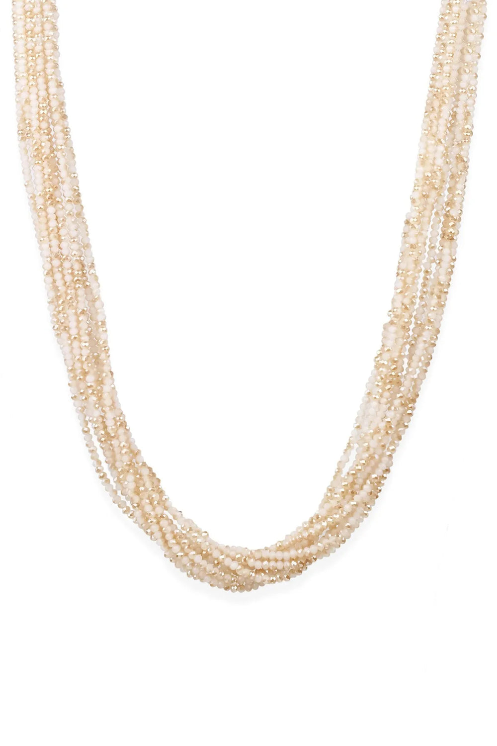 Multi Strand Taupe Bead Short Necklace Navajo White