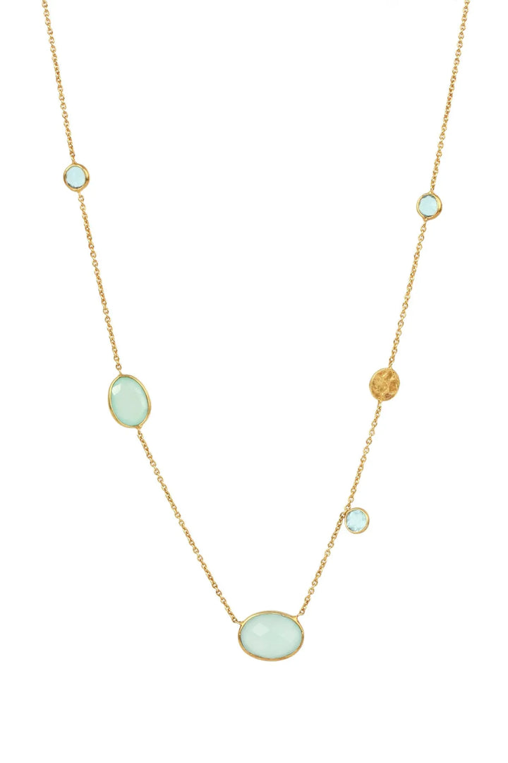 Saachi Blue Topaz & Aqua Chalcecedony Neckla Aqua Marine