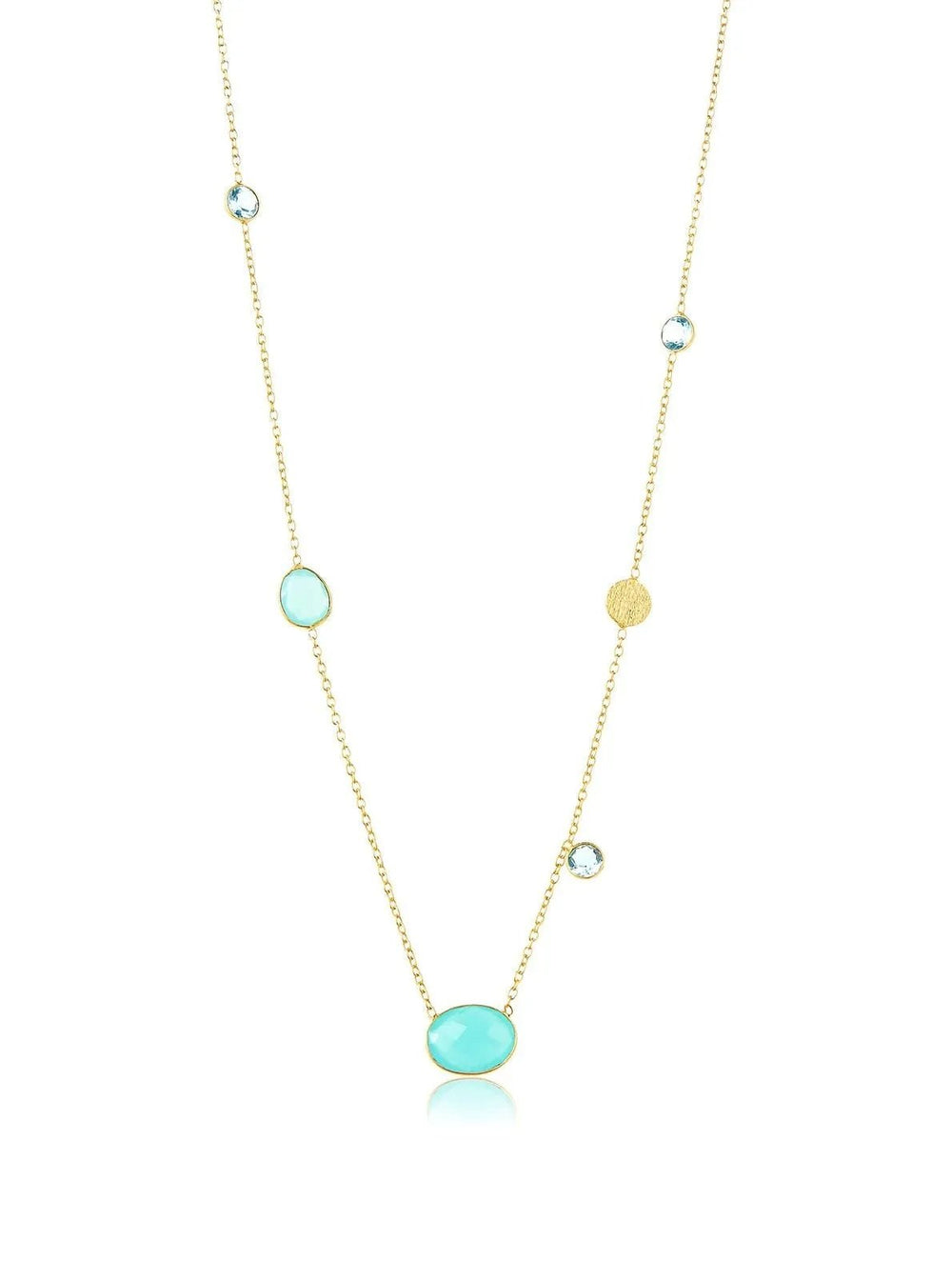 Saachi Blue Topaz & Aqua Chalcecedony Neckla Aqua Marine