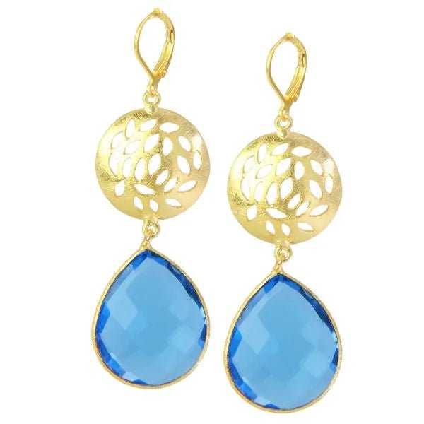 Circle Cutout Blue Topaz Earring Corn Flower Blue