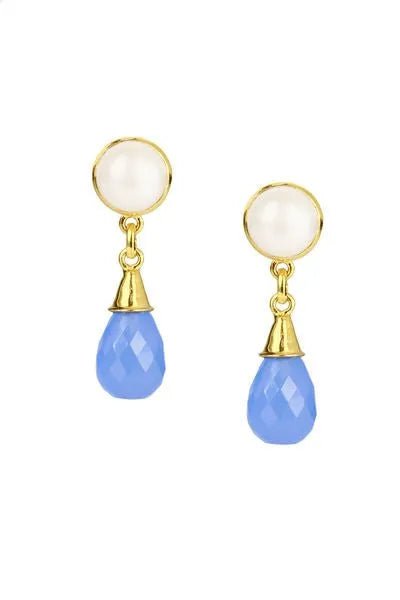 Dangle Blue Drop Gold Plated Earring - SAACHI