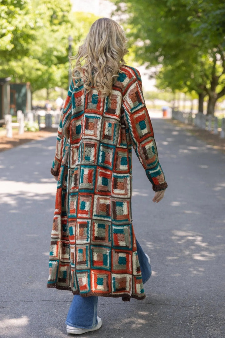 Crochet Long Cardigan Marrakesh Jacket Brown