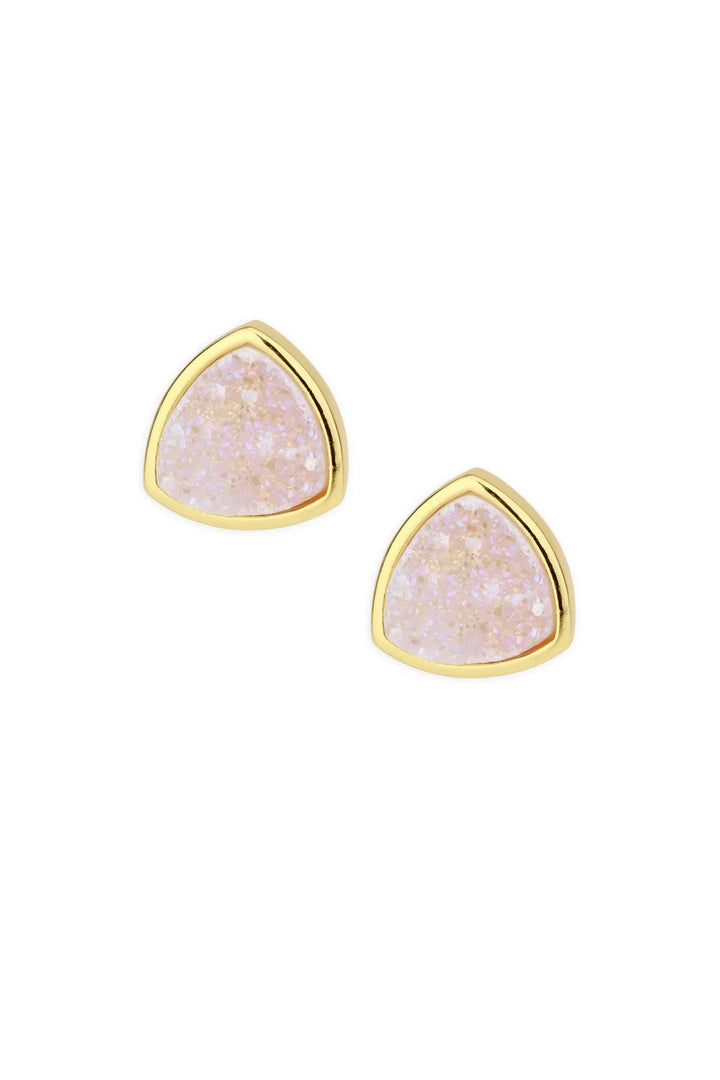 Pyramid Druzy Stone Stud Earring Misty Rose