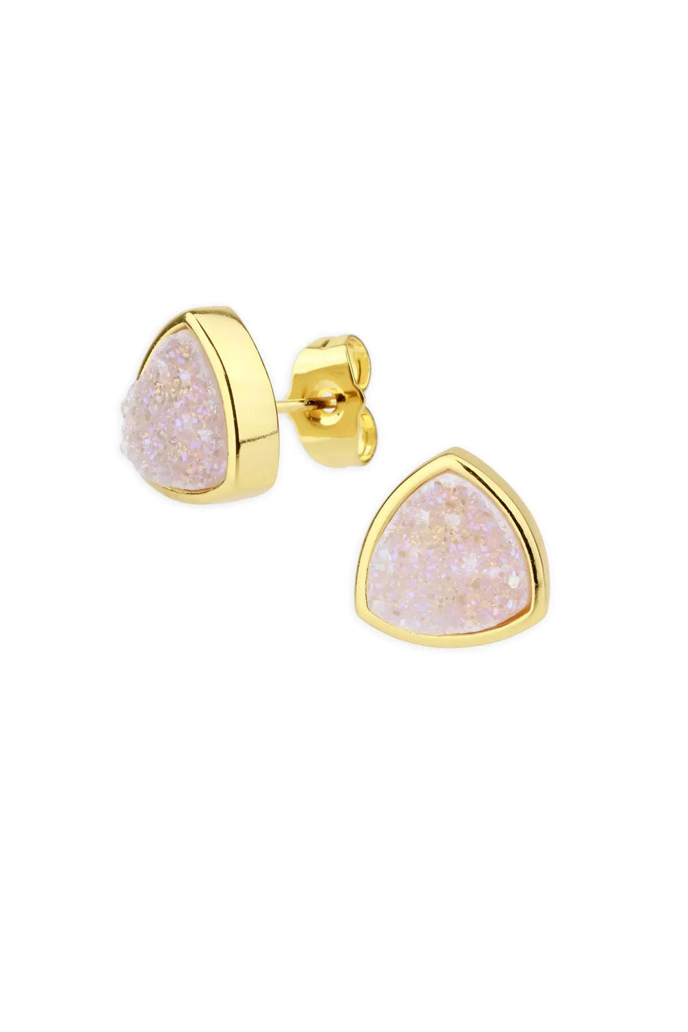 Pyramid Druzy Stone Stud Earring Misty Rose