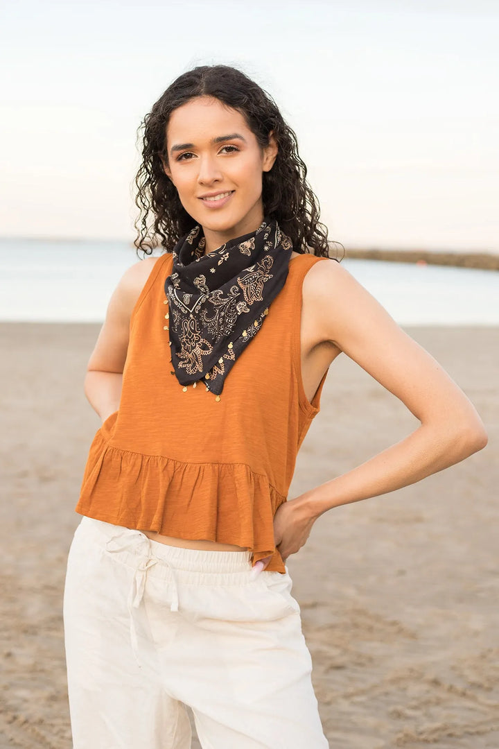 Embellished Paisley Bandana Black