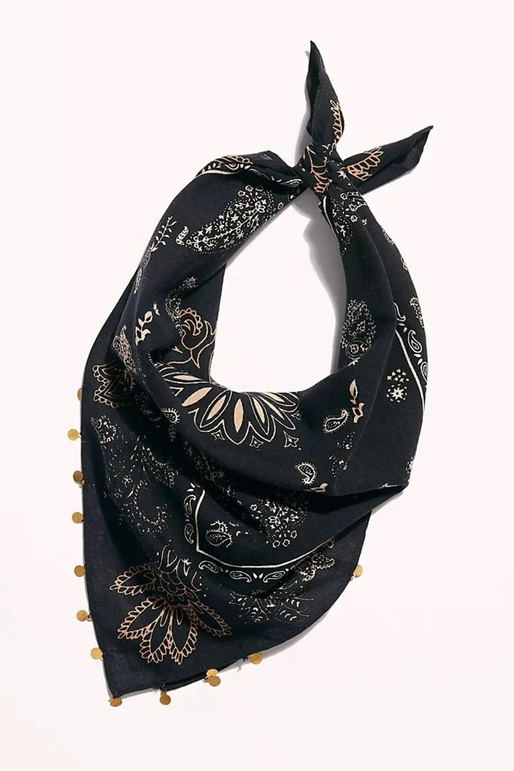 Embellished Paisley Bandana Black